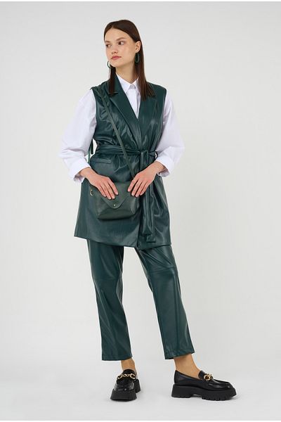 HEQA Vestă din piele Corteză Verde