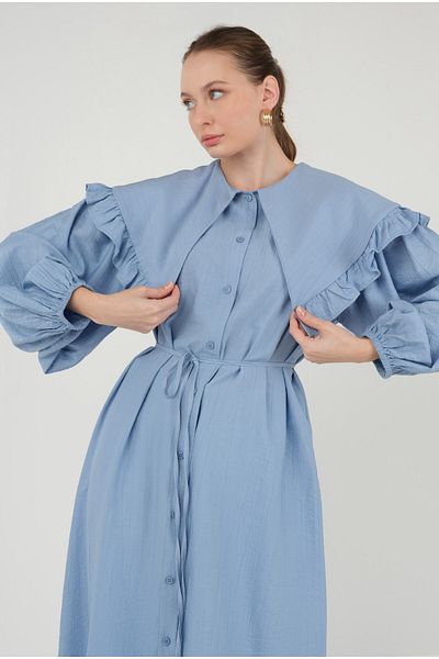 HEQA Cămașă cu guler cu volane Baby Blue