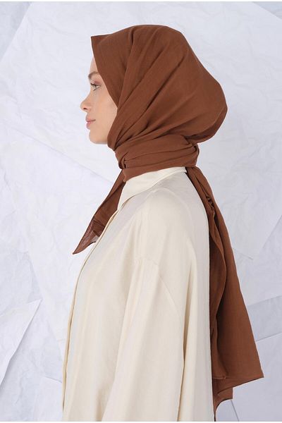 HEQA Brown Cotton Shawl