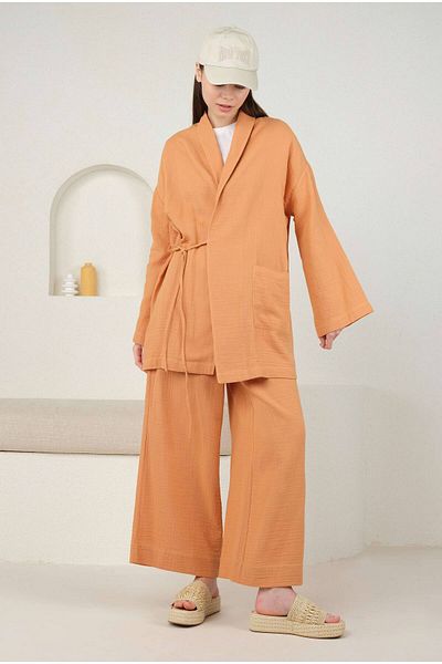 HEQA Kimono Somon - Muslină Buzunar Detaliat