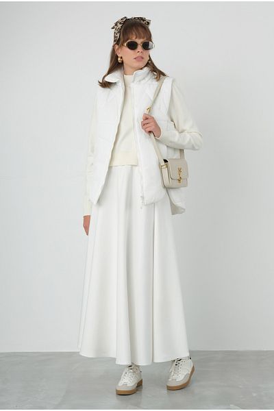 HEQA Scuba Flared Φούστα Off White