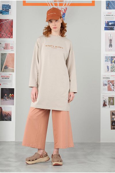 HEQA Tricou Bej-Portocaliu cu decolteu - 90 cm