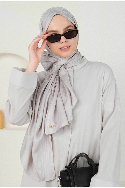 HEQA Şal jacquard cu model Jou gri deschis