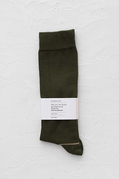 HEQA Line Detailed Knee Socks Army Green