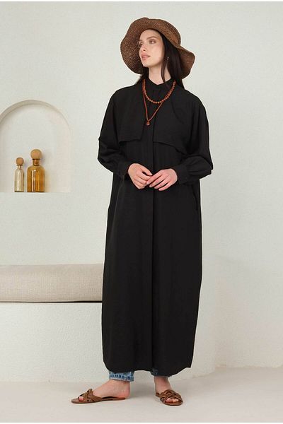 HEQA Black Windbreaker Dress