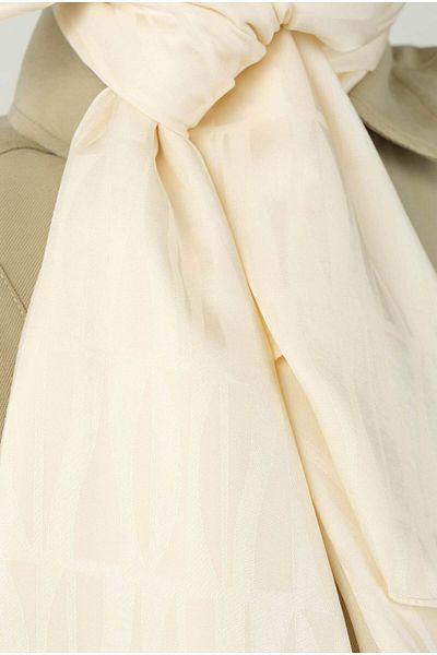 HEQA Şal crem Jacquard cu model Jou