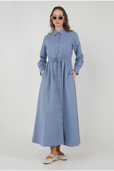 HEQA Rochie albastră retro - Detaliu tunel în talie