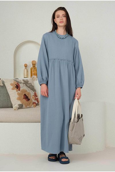 HEQA Rochie de muselina albastru pastel