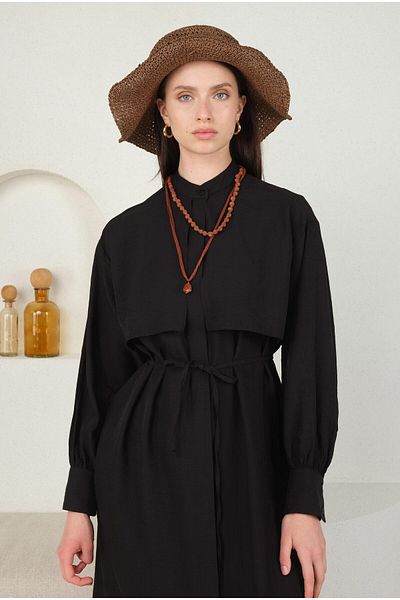 HEQA Black Windbreaker Dress