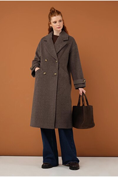 HEQA Kolu Apolet Detaylı Kaban Kahve