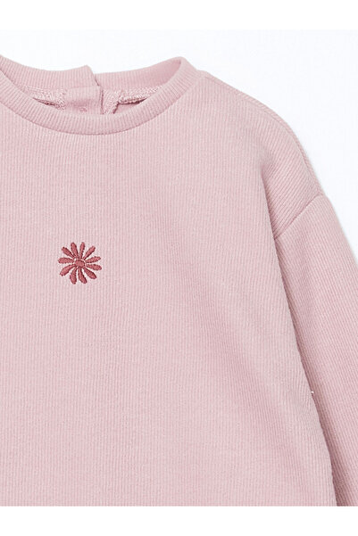 LC Waikiki LCW Crew nyakú, hosszú ujjú hímzett kislány pulóver és leggings szett 2 részes