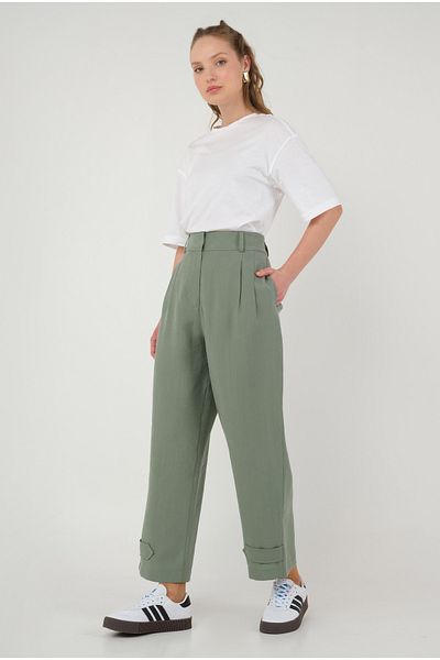 HEQA Pantaloni Çağla Modal - Detaliat pe picior