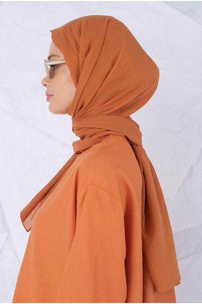 HEQA شال قطن السلمون الداكن