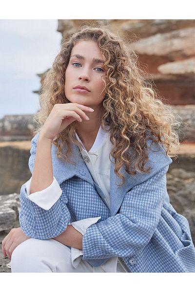 Kayra Palton reversibil din lână premium Aviator Blue