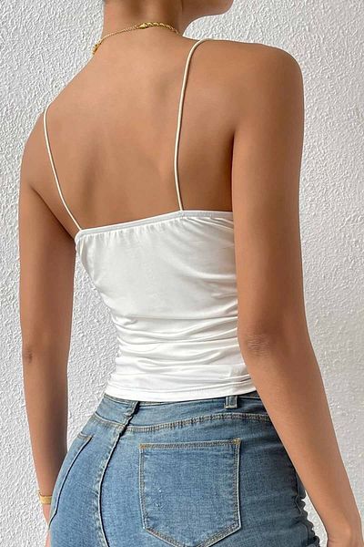 Merry See Γυναικεία Crop Μπλούζα Degaje Collar - Αμάνικη και τιράντες