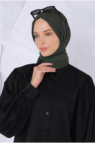 HEQA Forest Green Crochet Shawl