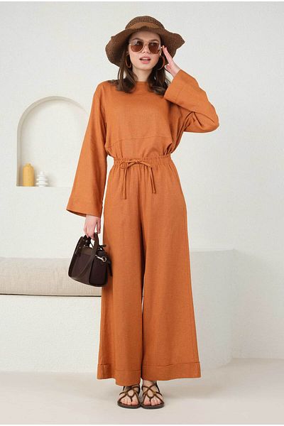 HEQA Pantaloni largi din in papaya