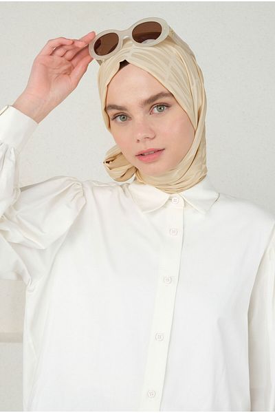 HEQA Şal jacquard cu model Jou de culoare nudă