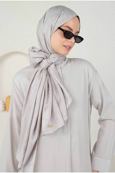 HEQA Şal jacquard cu model Jou gri deschis