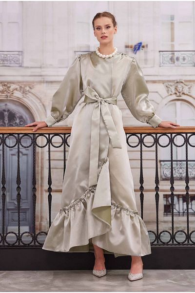 HEQA Çağla Frilly Taffeta Kaftan