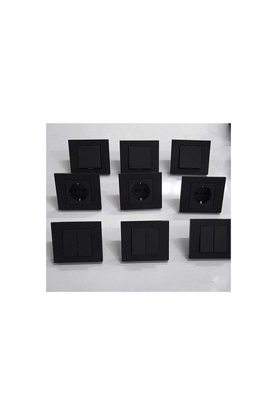 Tenda Ovivo Grano Black 3 Pieces Switch 3 Pieces Grounded Socket 3 Pieces Commitator