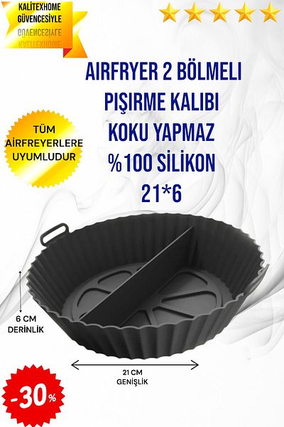 kalitexhome Airfryer 2 Compartment Cooking Silicone Air Fryer Airfrey Airfray Airfry Double Silicone