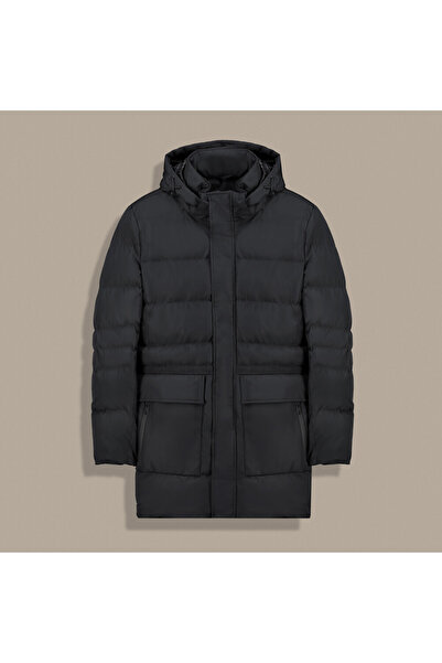 Sarar Interview Filling Hooded Black Coat