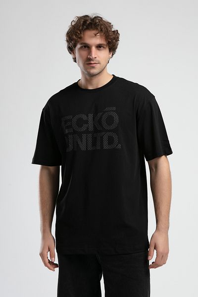 ECKO UNLTD Ανδρικό μπλουζάκι ASTORIA Black Crew Neck με στάμπα Oversize