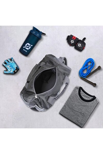 Nivia Beast-4 Duffle Sports & Travel Bag | Grey, Medium, Separate Shoes Compartment