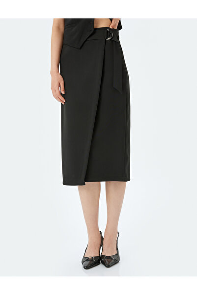 Koton Kemer Detaylı Midi Boy Kruvaze Etek