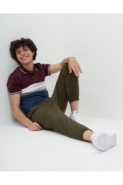 AMERICAN EAGLE قميص بولو بيكيه ملون بخطوط من AE