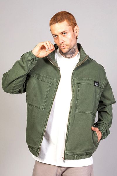 LTC Jeans Ανδρικό τζιν μπουφάν Bomber με φερμουάρ Oversize Khaki Washable Model