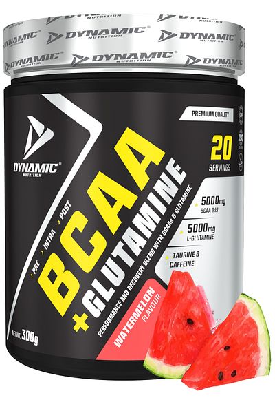 Dynamic Nutrition Bcaa Glutamine بنكهة البطيخ - 300 جرام - 20 قطعة
