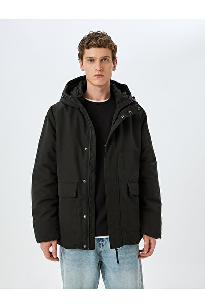 Koton Zippered Slim Fit Hooded Coat