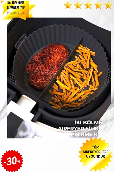 kalitexhome Airfryer 2 Compartment Cooking Silicone Air Fryer Airfrey Airfray Airfry Double Silicone