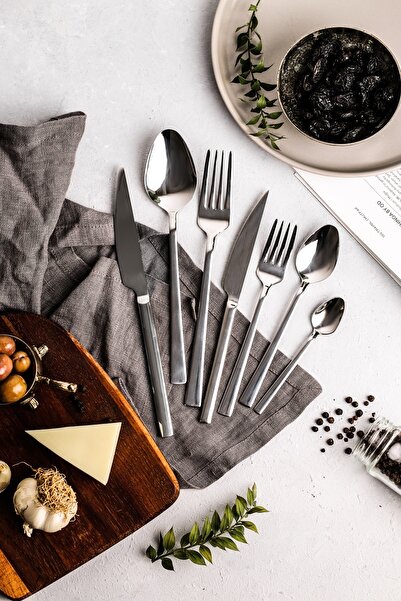 KHAKMA 6-Person 42 Piece Diamond Steel Fork Spoon Knife Set Pır7Li6K42P