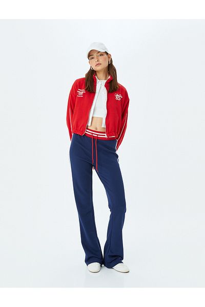 Koton Oversize Raised Sweatshirt with Printed Back Zipper