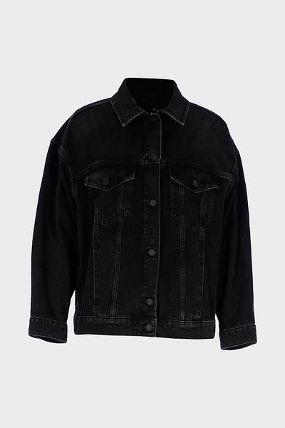 CROSS JEANS Anthracite Patty Buttoned Oversize Jean Jacket C 4538-245