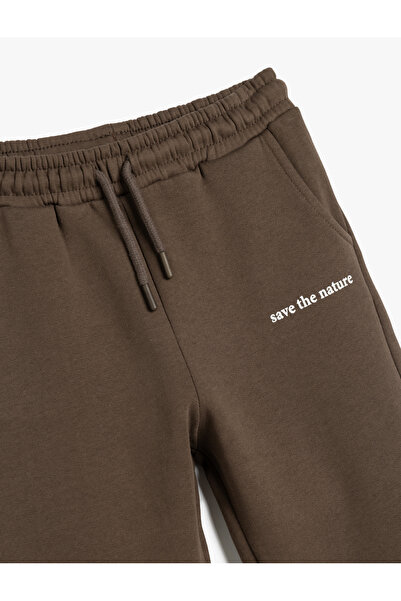 Koton Baskı Detaylı Cepli Pamuklu Beli Bağlamalı Şardonlu Jogger Eşofman Altı