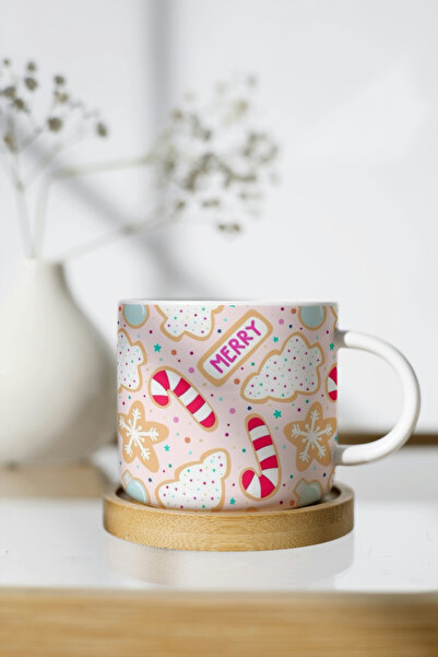 EYBaskı Tasarım BEYAZ PORSELEN YILBAŞI NOEL TEMALI NESCAFE FİNCANI