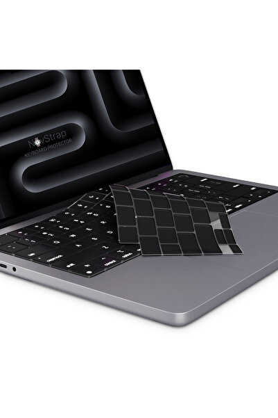 NovStrap Apple MacBook Pro 16 inç M4 A3186 A3403 ile Uyumlu Türkçe Q Klavye Koruyucu Siyah Kılıf