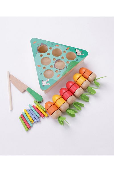 Fab N Funky Rainbow Radish Harvest Montessori Toy for Toddlers - Wooden Learning Game