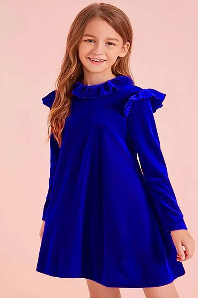 My Kids Wear Кадифена рокля с волани
