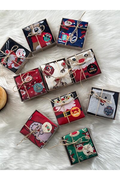 fethi mekik 10 Adet Kutulu Hediyelik Yılbaşı Noel Christmas Çorap Seti - HEDİYE SETİ