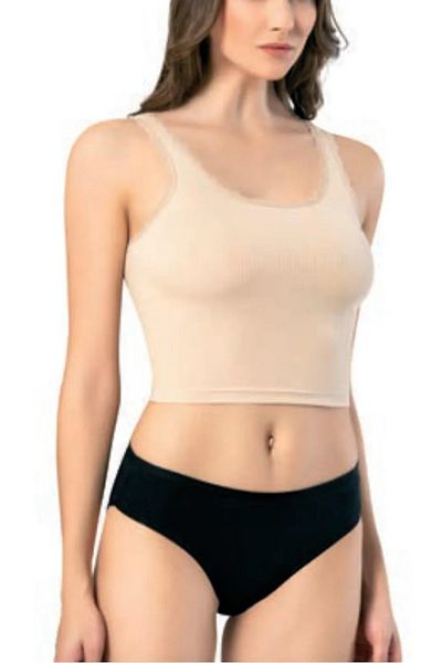 Pijamarket Lace Detailed Strap Combed Cotton Camisole Women's Crop Undershirt