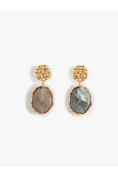 Koton Colorful Abstract Earrings - Dangle and Stone Detail