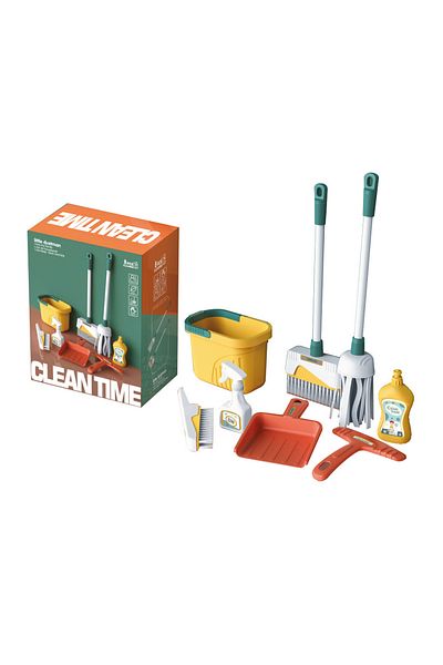 Fab N Funky Cleaning Set for Kids 3+, Pretend Play, 8 Accessories, Dimesions L 76 x B 48 x H 75 cm