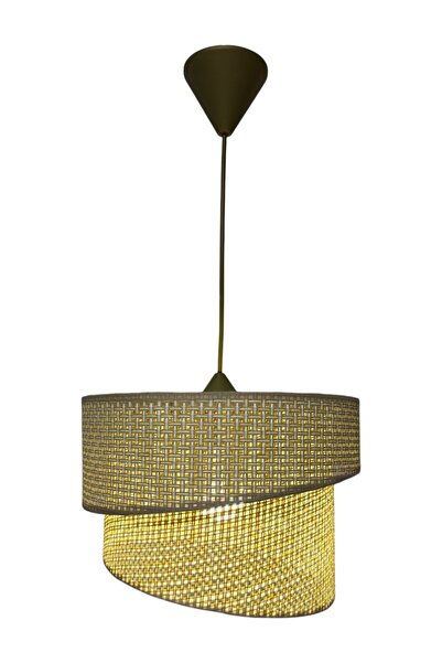 Göksu Lighting Rattan Model Eğik İkili Avize Mutfak Hol Antre Balkon Kıs Bahçesi Oturma Odası