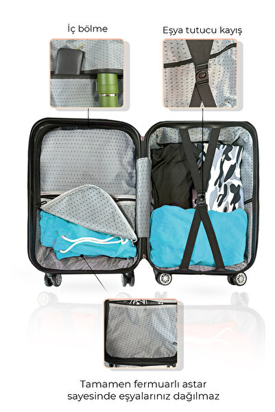 POLO&SKY Spring Model Siyah Renk Kabin Boy Valiz Bavul