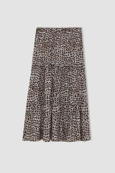 DeFacto Fusta maxi evazată cu talie elastică cu model leopard kilos D5328ax24au